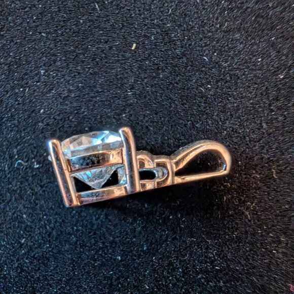 Large Cubic Zirconia Diamond Sterling Silver Pendant - Picture 5 of 6